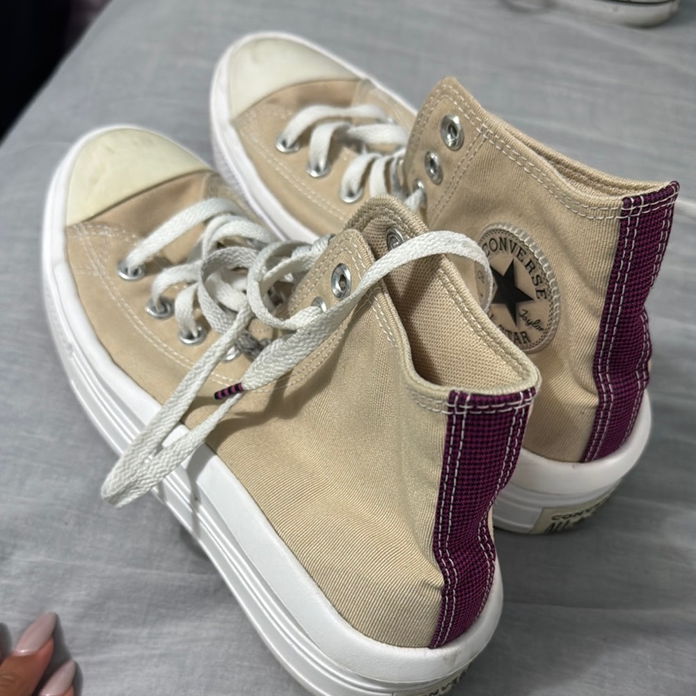 Converse High-Tops in Cream and Purple